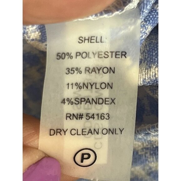 Calvin Klein Plaid Dress 6 Blue Sheath Office Preppy Neutral Academia Feminine - Picture 9 of 11